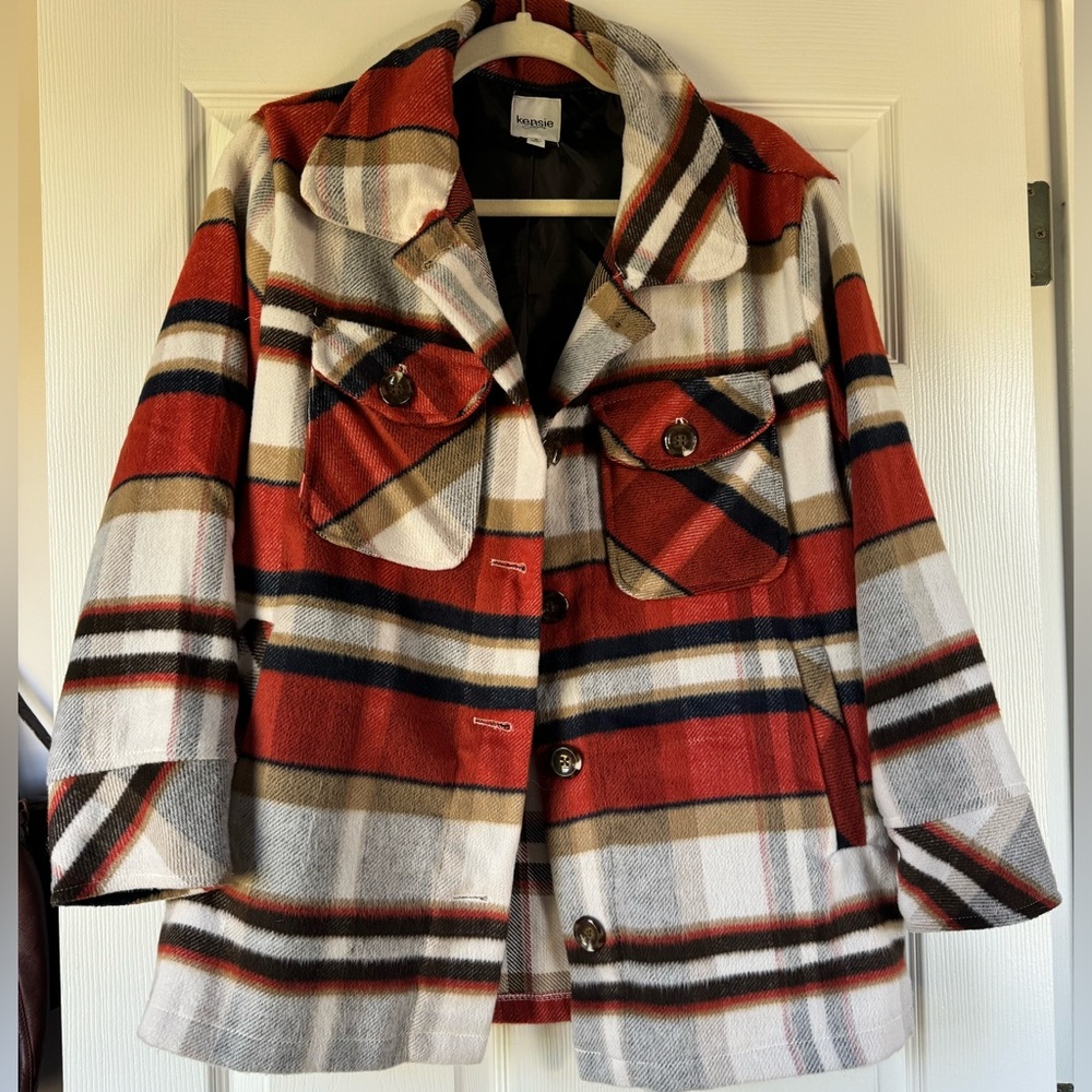KENSIE Jeans plaid Shacket fall coat.  Size small